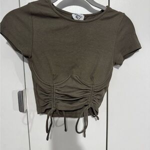 Princess Polly Olive Ruched Crop Top